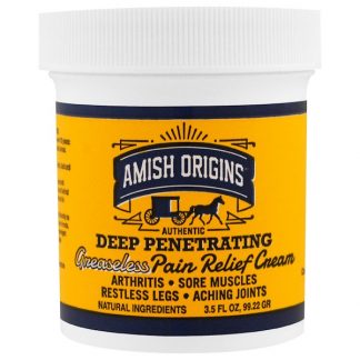 AMISH ORIGINS, DEEP PENETRATING, GREASELESS PAIN RELIEF CREAM, 3.5 FL OZ / 99.22g
