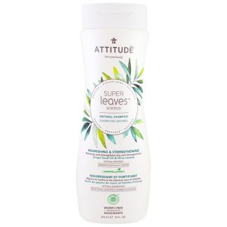 ATTITUDE, SUPER LEAVES SCIENCE, NATURAL SHAMPOO, NOURISHING & STRENGTHENING, GRAPE SEED OIL & OLIVE LEAVES, 16 OZ / 473ml