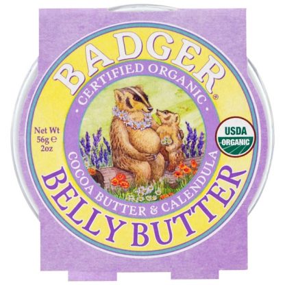 BADGER COMPANY, ORGANIC BELLY BUTTER, COCOA BUTTER & CALENDULA, 2 OZ / 56g