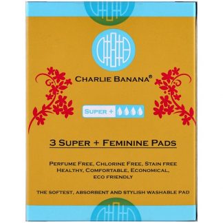 CHARLIE BANANA, 3 SUPER + FEMININE PADS, FLORALIE , 3 PADS