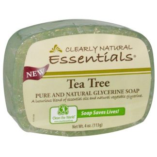 CLEARLY NATURAL, ESSENTIALS, PURE AND NATURAL GLYCERINE SOAP, TEA TREE, 4 OZ / 113g