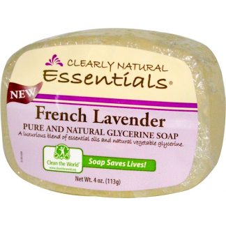 CLEARLY NATURAL, ESSENTIALS, PURE AND NATURAL GLYCERINE SOAP, FRENCH LAVENDER, 4 OZ / 113g