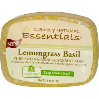 CLEARLY NATURAL, ESSENTIALS, PURE AND NATURAL GLYCERINE SOAP, LEMONGRASS BASIL, 4 OZ / 113g