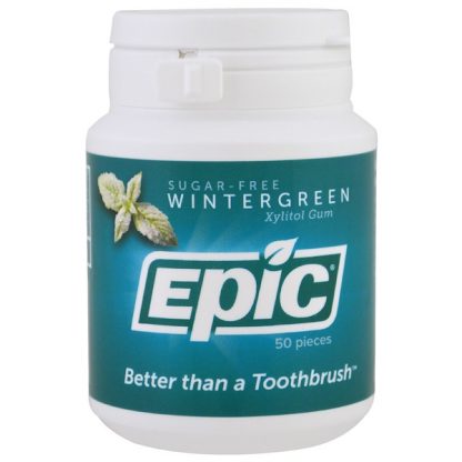 EPIC DENTAL, XYLITOL GUM, SUGAR-FREE, WINTERGREEN, 50 PIECES