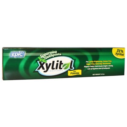 EPIC DENTAL, XYLITOL SWEETENED, SPEARMINT TOOTHPASTE WITH FLUORIDE, 4.9 OZ