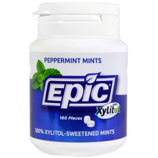 EPIC DENTAL, 100% XYLITOL-SWEETENED, PEPPERMINT MINTS, 180 PIECES