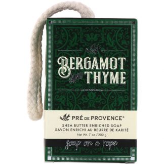 EUROPEAN SOAPS, LLC, PRE DE PROVENCE, SOAP ON A ROPE, BERGAMOT & THYME, 7 OZ / 200g