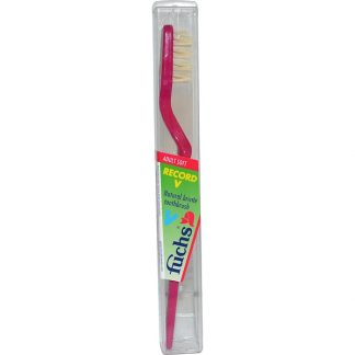FUCHS BRUSHES, RECORD V, NATURAL BRISTLE TOOTHBRUSH, ADULT SOFT, 1 TOOTHBRUSH