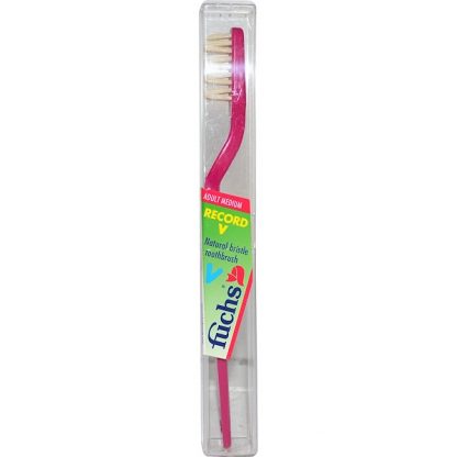 FUCHS BRUSHES, RECORD V, NATURAL BRISTLE TOOTHBRUSH, ADULT MEDIUM, 1 TOOTHBRUSH