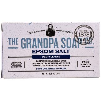 GRANDPA'S, FACE & BODY BAR SOAP, DEEP CLEANSE, EPSOM SALT, 4.25 OZ / 120g