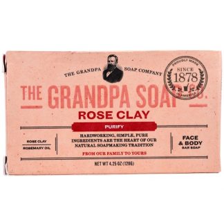 GRANDPA'S, FACE & BODY BAR SOAP, PURIFY, ROSE CLAY, 4.25 OZ / 120g