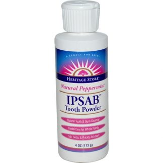 HERITAGE STORE, IPSAB TOOTH POWDER, NATURAL PEPPERMINT, 4 OZ / 113g