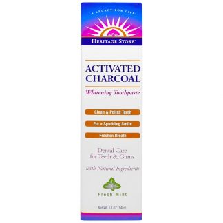 HERITAGE STORE, ACTIVATED CHARCOAL WHITENING TOOTHPASTE, FRESH MINT, 5.1 OZ / 145g