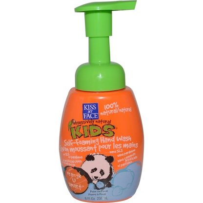 KISS MY FACE, OBSESSIVELY NATURAL KIDS, SELF-FOAMING HAND WASH, ORANGE U SMART, 8 FL OZ / 236ml