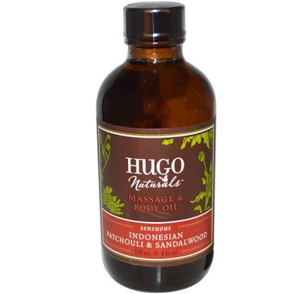 HUGO NATURALS, MASSAGE & BODY OIL, INDONESIAN PATCHOULI & SANDALWOOD, 4 OZ / 118ml