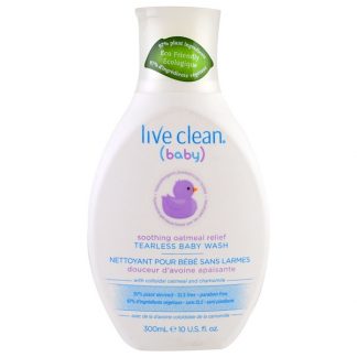 LIVE CLEAN, BABY, SOOTHING OATMEAL RELIEF, TEARLESS BABY WASH, 10 FL OZ / 300ml