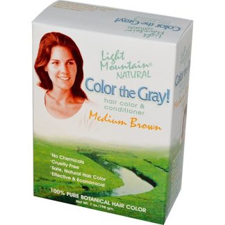 LIGHT MOUNTAIN, COLOR THE GRAY! NATURAL HAIR COLOR & CONDITIONER, MEDIUM BROWN, 7 OZ / 198g
