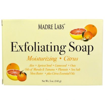 MADRE LABS, EXFOLIATING BAR SOAP, WITH MARULA & TAMANU OILS PLUS SHEA BUTTER, CITRUS, 5 OZ / 141g