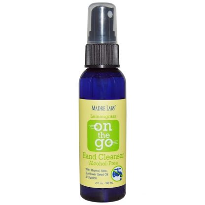 MADRE LABS, LEMONGRASS, ON THE GO, HAND CLEANSER, ALCOHOL-FREE, WITH ALOE, 2 FL. OZ. (60ml