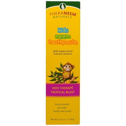 ORGANIX SOUTH, THERANEEM NATURALS, KIDS THERAP?, KIDS NEEM TOOTHPASTE, TROPICAL BLAST, 4.23 OZ / 120g