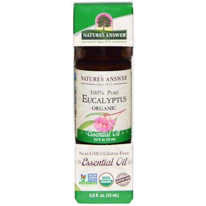 NATURE'S ANSWER, ORGANIC ESSENTIAL OIL, 100% PURE EUCALYPTUS, 0.5 FL OZ / 15ml