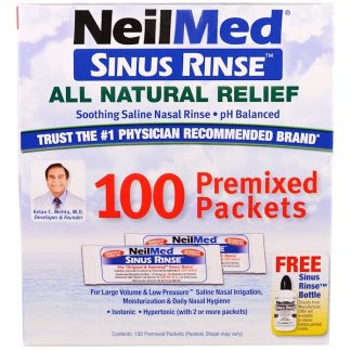 NEILMED, SINUS RINSE, ALL NATURAL RELIEF, 100 PREMIXED PACKETS