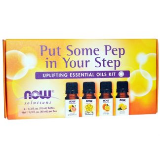 NOW FOODS, ESSENTIAL OILS KIT, PUT SOME PEP IN YOUR STEP, UPLIFTING , 4 BOTTLES, 1/3 FL OZ / 10ml