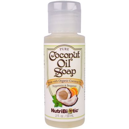 NUTRIBIOTIC, PURE COCONUT OIL SOAP, PEPPERMINT & BERGAMOT, 2 FL OZ / 59ml