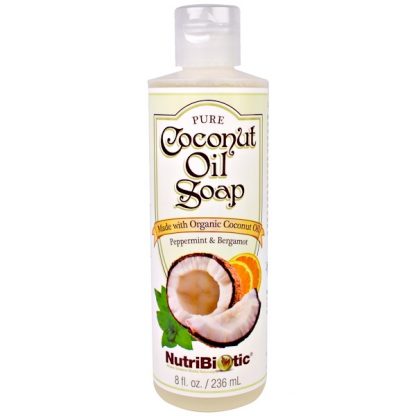 NUTRIBIOTIC, PURE COCONUT OIL SOAP, PEPPERMINT & BERGAMOT, 8 FL OZ / 236ml