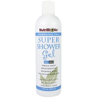 NUTRIBIOTIC, SUPER SHOWER GEL, FRAGRANCE FREE, NON-SOAP, 12 FL OZ / 355ml