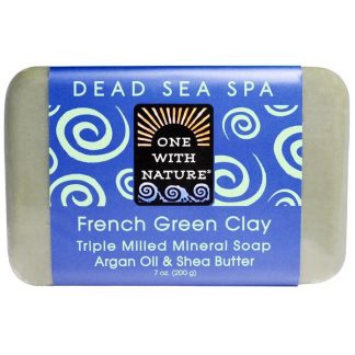 ONE WITH NATURE, TRIPLE MILLED MINERAL SOAP BAR, FRENCH GREEN CLAY, 7 OZ / 200g