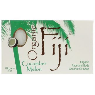 ORGANIC FIJI, ORGANIC FACE AND BODY COCONUT OIL SOAP BAR, CUCUMBER MELON, 7 OZ / 198g