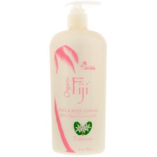 ORGANIC FIJI, FACE AND BODY LOTION, INFUSED WITH RAW COCONUT OIL, TUBEROSE, 12 OZ / 354ml