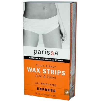 PARISSA, NATURAL HAIR REMOVAL SYSTEM, WAX STRIPS, FACE & BIKINI, 16 (8X2 SIDED) STRIPS