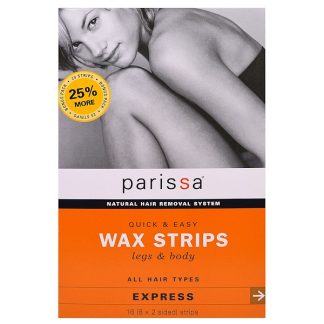 PARISSA, NATURAL HAIR REMOVAL SYSTEM, WAX STRIPS, LEGS & BODY, 16 (8 TWO-SIDED) STRIPS