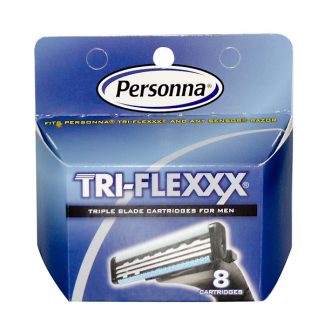 PERSONNA RAZOR BLADES, TRI-FLEXXX, TRIPLE BLADE CARTRIDGES FOR MEN, 8 CARTRIDGES