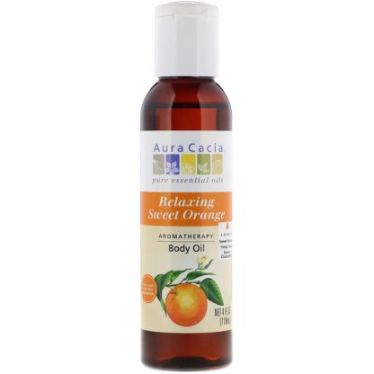 AURA CACIA, AROMATHERAPY BODY OIL, RELAXING SWEET ORANGE, 4 FL OZ / 118ml