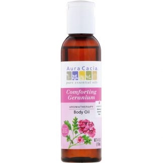 AURA CACIA, AROMATHERAPY BODY OIL, COMFORTING GERANIUM, 4 FL OZ / 118ml