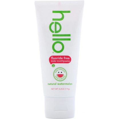 HELLO, KIDS, FLUORIDE FREE TOOTHPASTE, NATURAL WATERMELON, 4.2 OZ / 119g