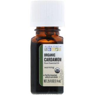 AURA CACIA, PURE ESSENTIAL OIL, ORGANIC CARDAMOM, .25 FL OZ / 7.4ml