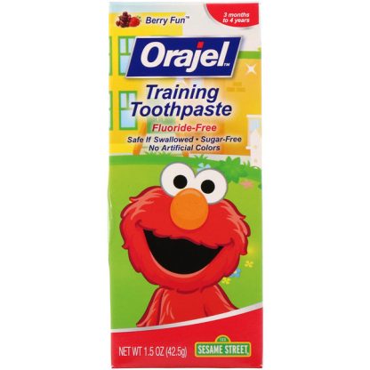 ORAJEL, SESAME STREET TRAINING TOOTHPASTE, FLOURIDE-FREE, BERRY FUN, 1.5 OZ / 42.5g