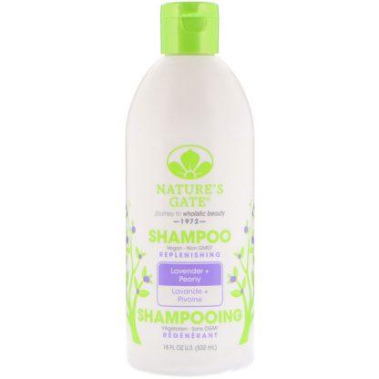 NATURE'S GATE, SHAMPOO, REPLENISHING, LAVENDER + PEONY, 18 FL OZ / 532ml