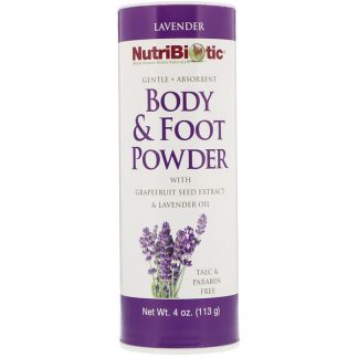 NUTRIBIOTIC, BODY & FOOT POWDER WITH GRAPEFRUIT SEED EXTRACT & LAVENDER OIL, LAVENDER, 4 OZ / 113g