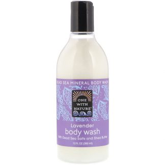 ONE WITH NATURE, LAVENDER BODY WASH WITH DEAD SEA SALT AND SHEA BUTTER, 12 FL OZ / 350ml