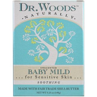 DR. WOODS, BABY MILD CASTILE SOAP, UNSCENTED, 5.25 OZ / 149g