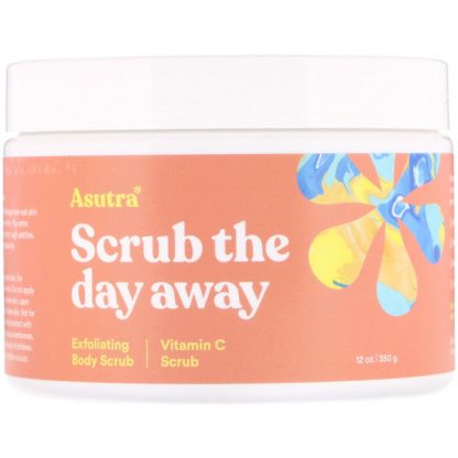 ASUTRA, SCRUB THE DAY AWAY, EXFOLIATING BODY SCRUB, VITAMIN C SCRUB, 12 OZ / 350g