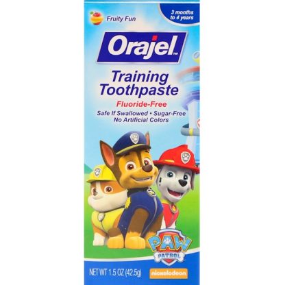 ORAJEL, PAW PATROL TRAINING TOOTHPASTE, FLUORIDE FREE, FRUITY FUN FLAVOR, 1.5 OZ / 42.5g