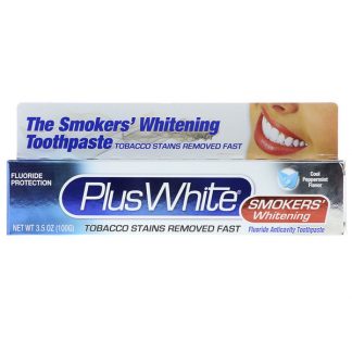 PLUS WHITE, THE SMOKERS' WHITENING TOOTHPASTE, COOL PEPPERMINT FLAVOR, 3.5 OZ / 100g