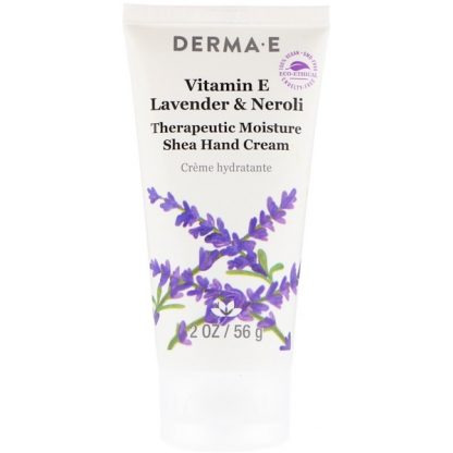 DERMA E, THERAPEUTIC MOISTURE SHEA HAND CREAM, VITAMIN E, LAVENDER & NEROLI, 2 OZ / 56g