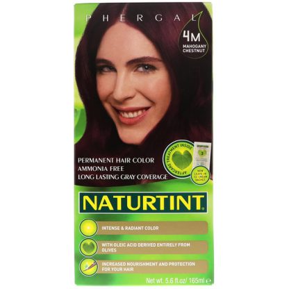 NATURTINT, PERMANENT HAIR COLORANT, 4M MAHOGANY CHESTNUT, 5.6 FL OZ / 165ml